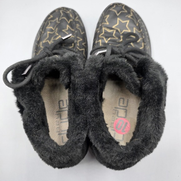 Hey Dude Britt Booties Womens 10 Starry Black Gold Faux Fur Lined Flat Comfort - Picture 10 of 13